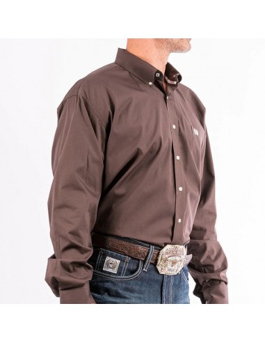 Cinch Men's Long Sleeve Solid Brown Button Down Shirt sélection de produits