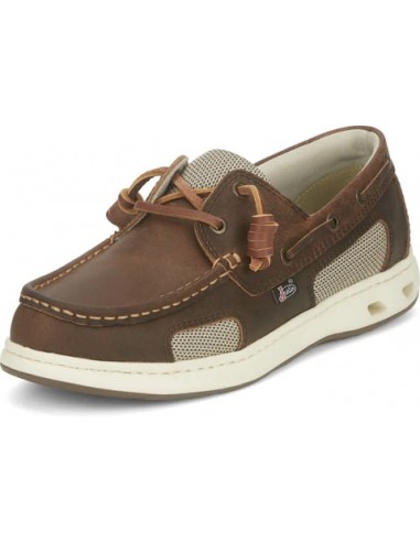 Justin Slip-On Mens Brown Angler Leather Boat Shoes solde