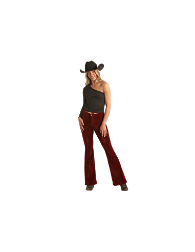 Rock & Roll Denim Women's Red Garnet Velvety Corduroy Flare Leg Jeans meilleur choix