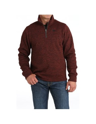 Cinch Men's 1/4 Zip Pullover Sweater Burgandy en linge