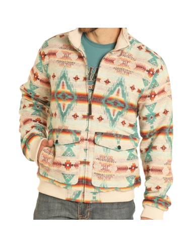 Rock & Roll Cream Aztec Jacquard Bomber Jacket ouvre sa boutique