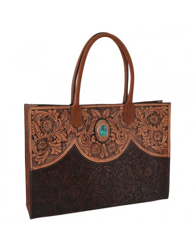 Tony Lama Floral Scroll Tooled Tote Bag Véritable concentré