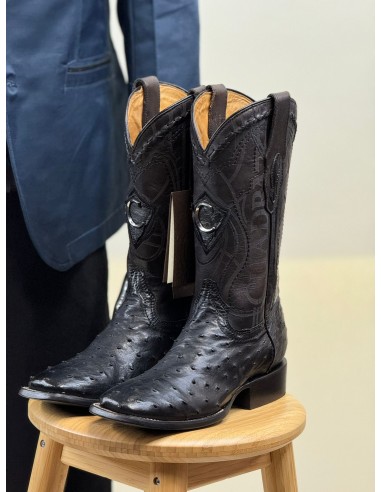 CUADRA BOOTS OSTRICH BLACK LASER & WOVEN SQUARE TOE est présent 