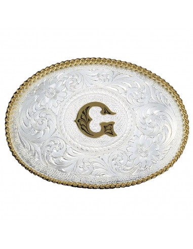 Montana Silversmiths Initial G Silver Engraved Gold Trim Western Buckle livraison et retour toujours gratuits