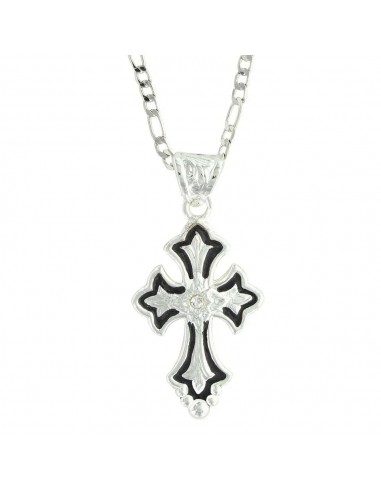 Montana Silversmiths Flower on Silver and Black Cross Fleury Necklace Venez découvrir notre 