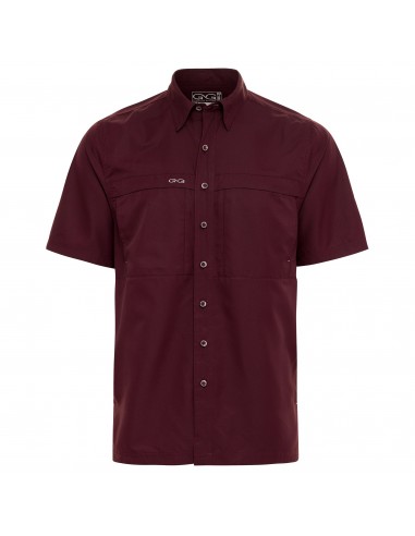 GameGuard Maroon Short Sleeve Microfiber Button Down Men's Shirt soldes