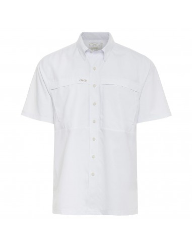 GameGuard White Short Sleeve Microfiber Button Down Men's Shirt à prix réduit toute l'année