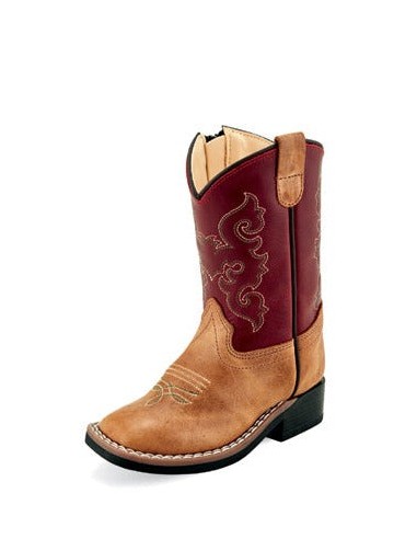 Old West Broad Toe Cactus Tan Children's Boot Livraison rapide