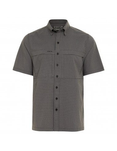 GameGuard Gunmetal & Caviar Short Sleeve Button Down TekCheck Men's Shirt le concept de la Pate a emporter 